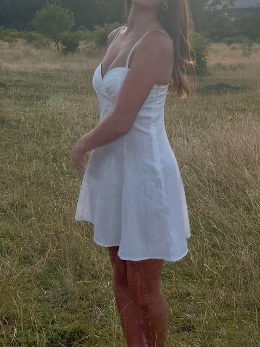 White dainty Slip Dress Spaghetti Straps mini bridal fairy whimsical lightweight
